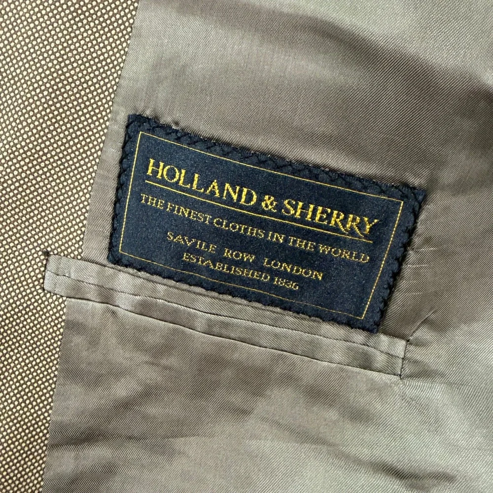 Tom James Bespoke Holland & Sherry Mens 44R Blazer Ventura Wool‎ Silk Sport Coat